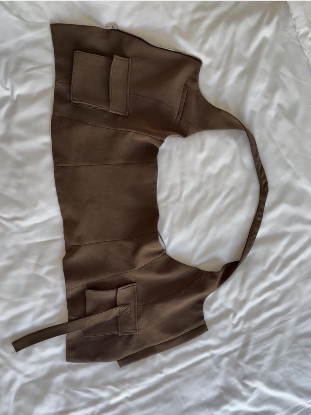 Zara Green brown halter top with pockets - Picture 6 of 8